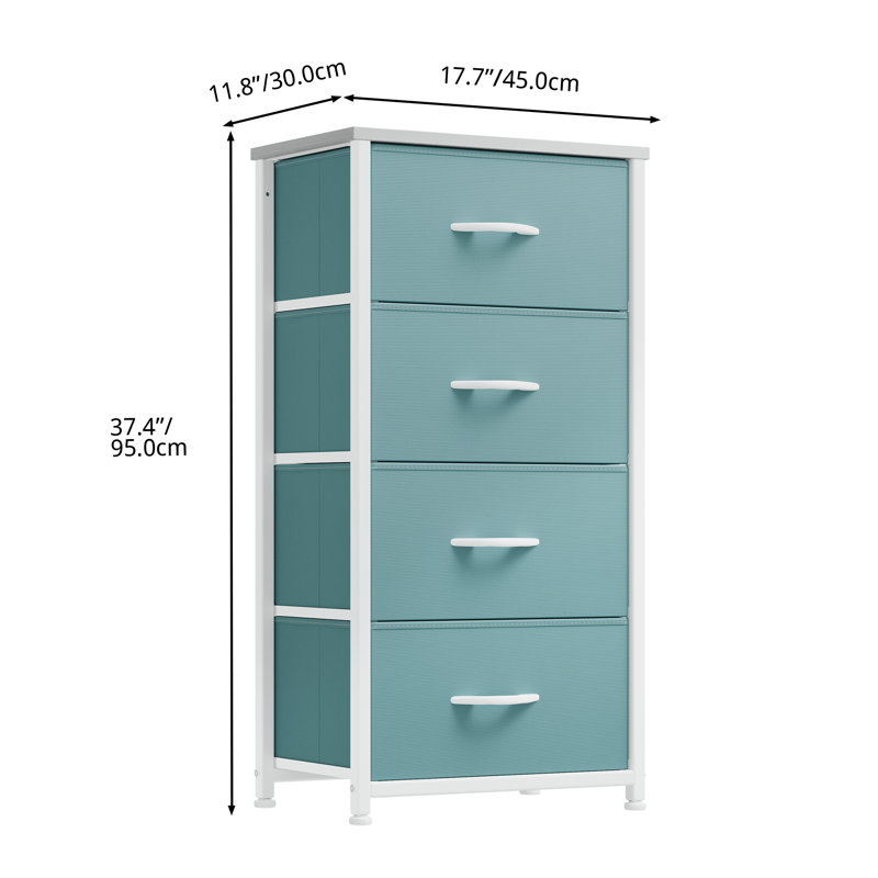 Charlet 4 Drawer Chest of Drawers 45Cm W Bedroom Drawers, Blue/White