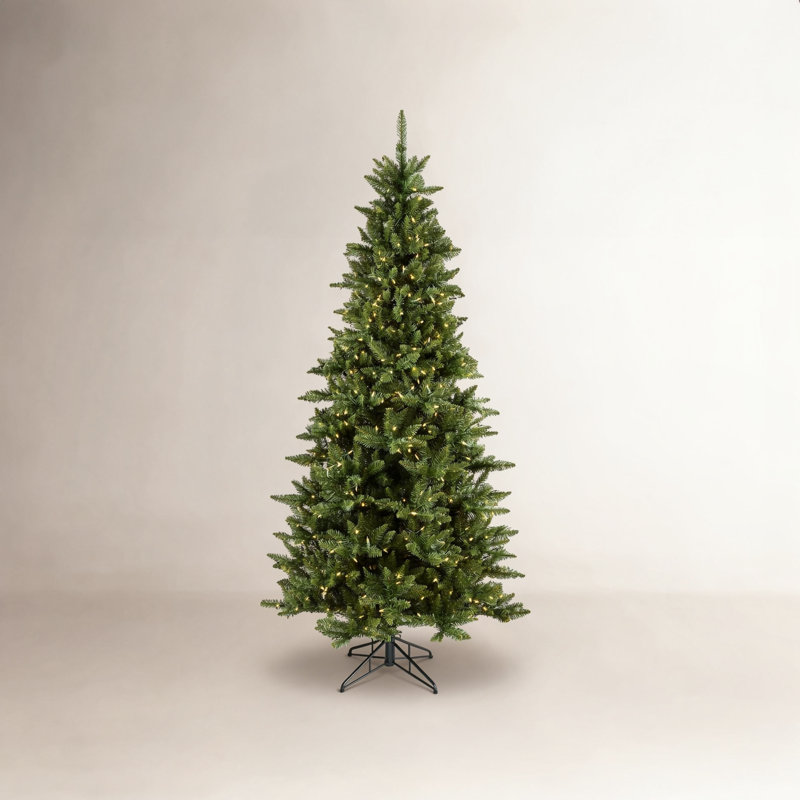 Camdon Fir Slim Artificial Christmas Tree, 9.5' H, Clear Lights, Pre-Lit
