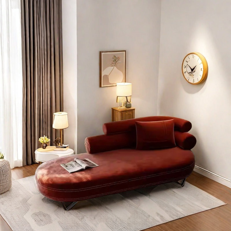 Chaise longue en tissu et bois massif