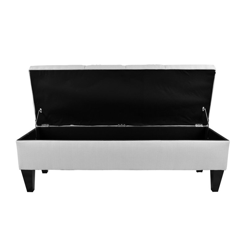 Hobson Polyester Upholstered Storage Bench, Silver