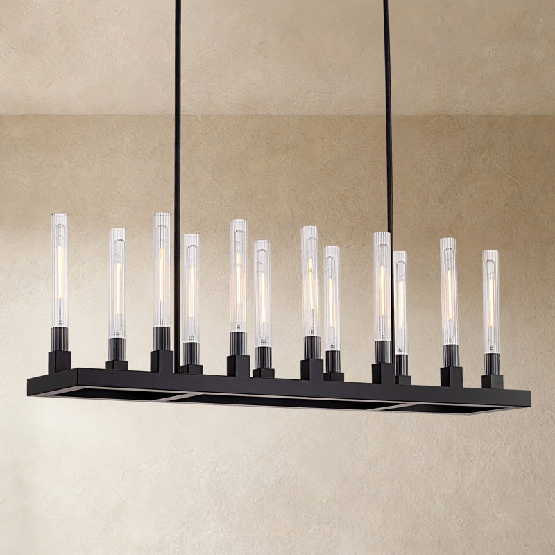 Lustre linéaire à 12 lumières pour cuisine / îlot, lustre doré, Doré