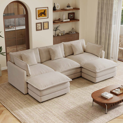 Canapé modulaire en U avec repose-pieds réversible 3 places et 2 repose-pieds