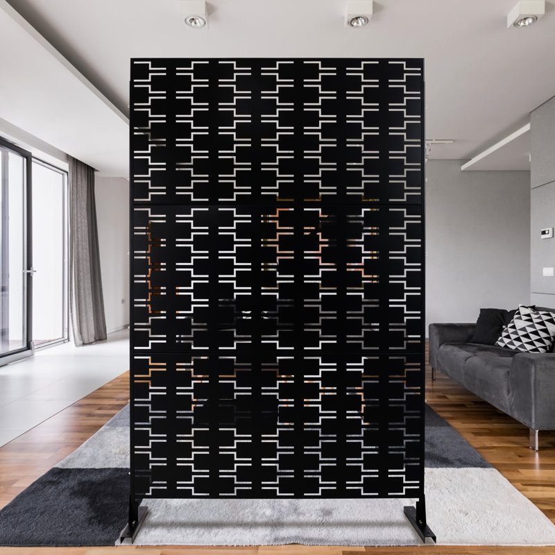 76 po H48 po écran d'intimité en métal - Installation simple pour les bureaux Clôture extérieure et intérieure autoportante noir