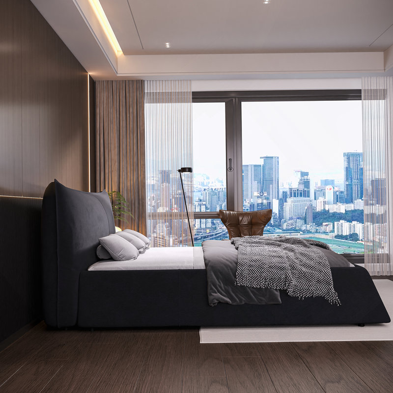 Black King Bed, Black, null