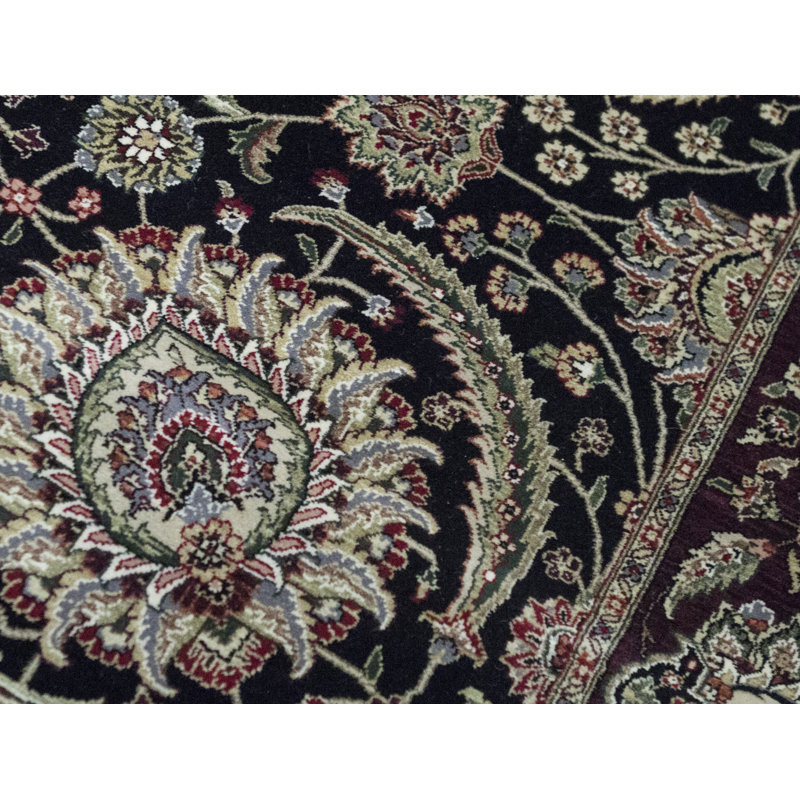 Hand-Knotted High-Quality Navy and Wine Area Rug