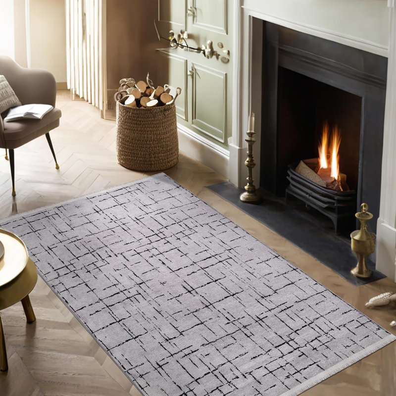 Non Slip Area Rug Low Pile Bedroom Rugs Machine Washable Floor Mat Living Room Carpet - NT0201, Rectangle 120 x 180 cm
