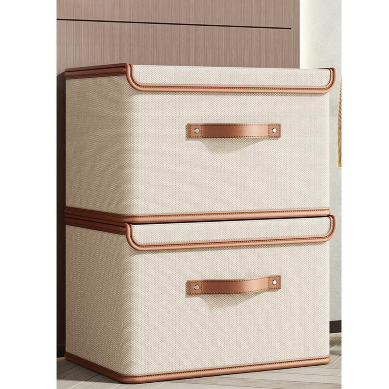 2-Pack Large Fabric Storage Bins with Lids Collapsible Foldable Storage Cubes, Closet Organizer Containers boxes with Handles for Home Office，Storage Baskets with Handle, for Books, Closet, Bedroom, Home