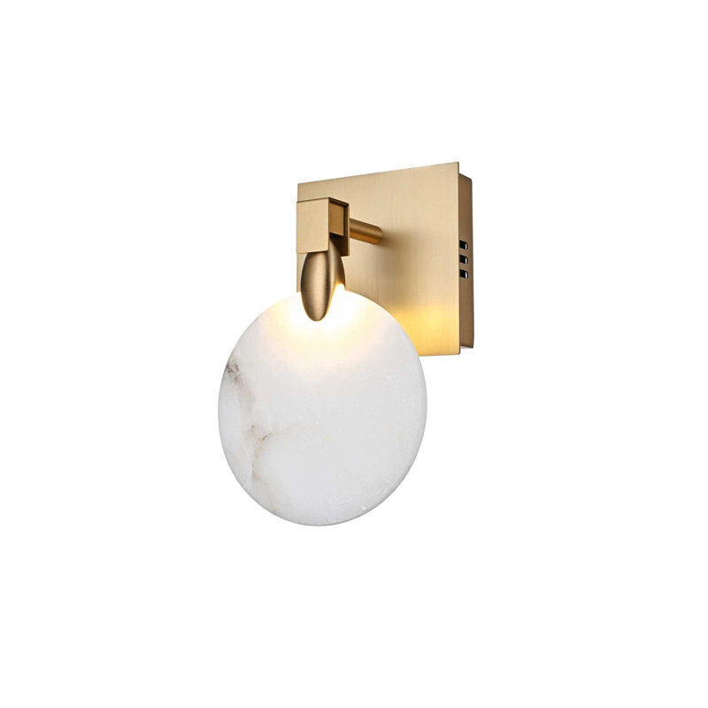 Cambell 6 inch Alabaster Wall Sconce in Satin Gold, Satin Gold