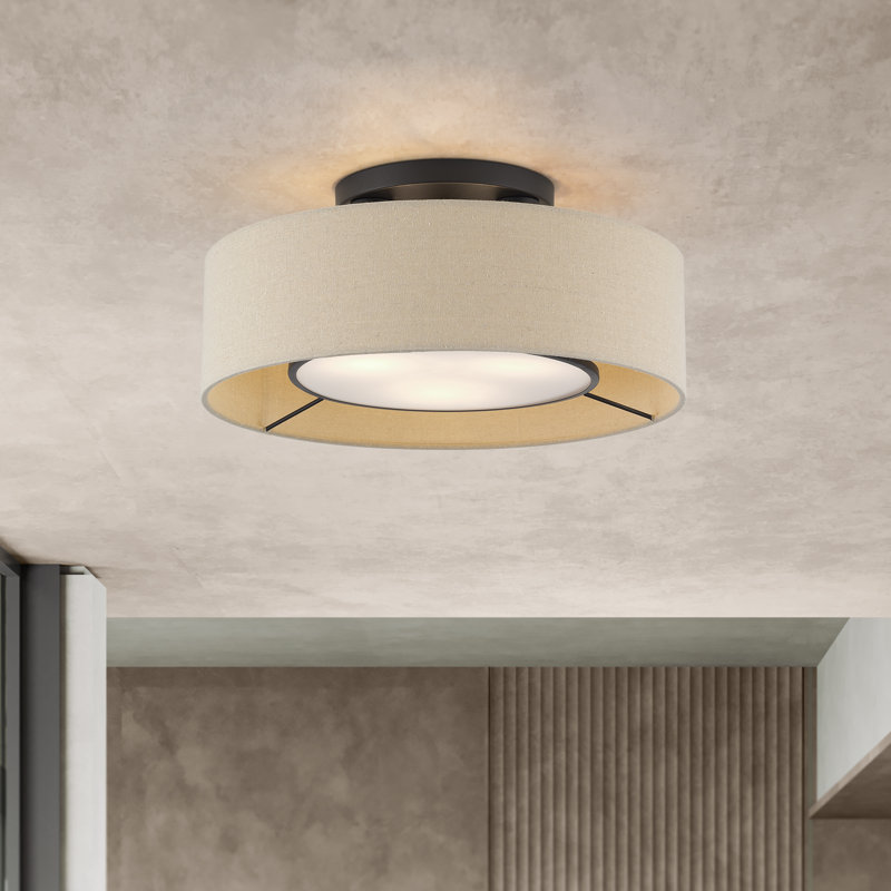 Ellsworth Bronze Large Semi-flush, 7.75" H x 17" W x 17" D, 3 Lights