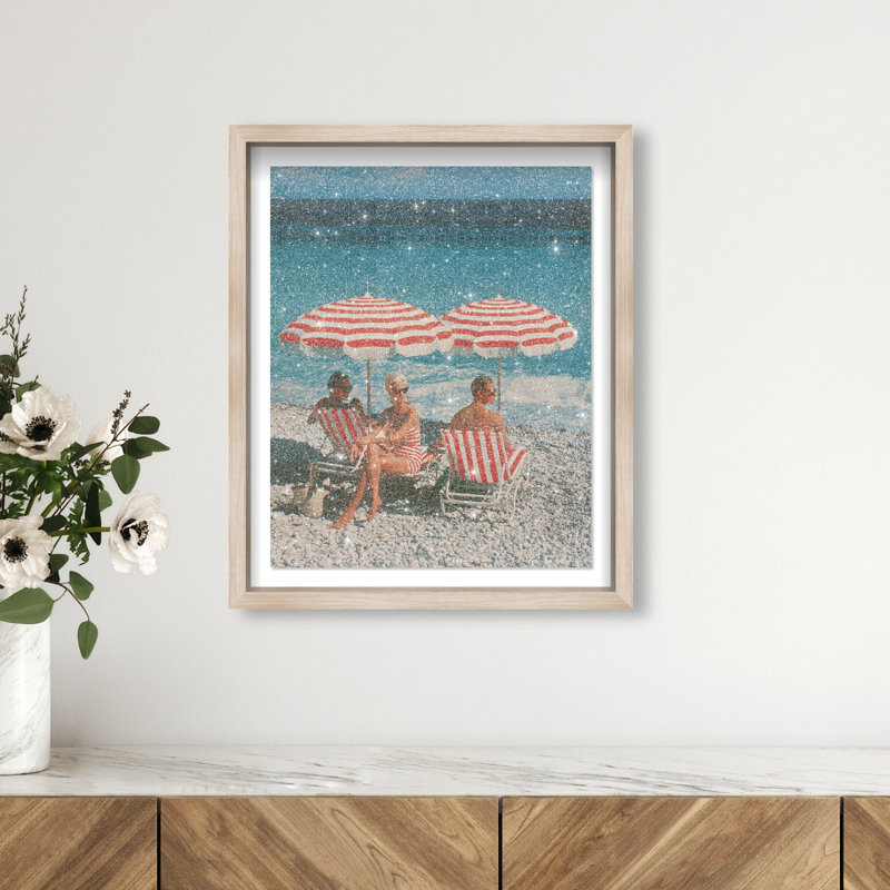 Retro Beach Bliss III Shadowbox Landscape & Nature Print by Oliver Gal, Black Frame, 16 x 20, 37.5"H x 46.5"W