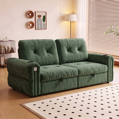 77" 2-in-1 Convertible Sleeper Sofa Bed for Living Room Bedroom Apartment Dorm, Sofa: 80.4"D x 31.9"W x 36.3"H, Bed: 63.8"D x 70.9"W x 22.5"H