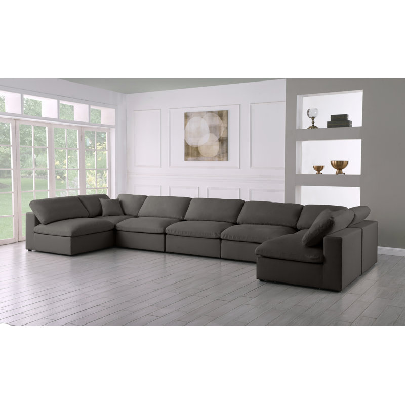 Jocqua Velvet U-Shaped Sectional Reversible, Grey Velvet