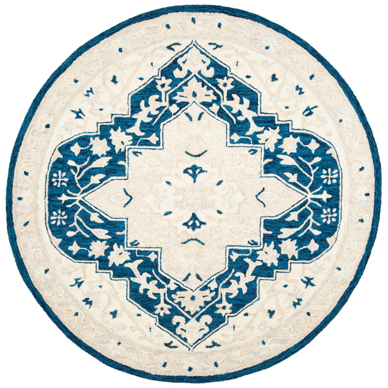 Tapis oriental en laine et coton touffeté à la main Danielburnham, Rond 5 pi