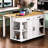 47.2" Kitchen Island With 13.8" Back Extendable Table, Rubber Wood Veneer, Internal Storage, Built - In Power Station-2087997407