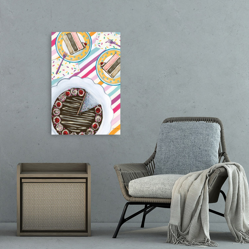 Celebrate With Cake II Contemporary Wall Art Print 1 Piece Wrapped Canvas Wall Art, 91.44cm H x 60.96cm W