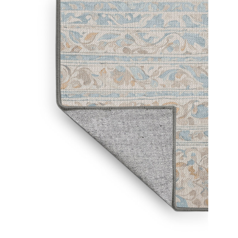 Machine Washable Gray Area Rug, Round 3'