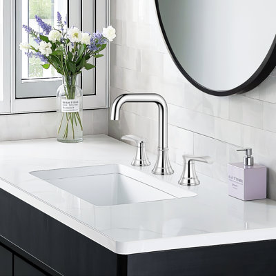 Robinet de salle de bain HGN Chrome 8 trous 3 trous, 2 poignées avec bonde escamotable