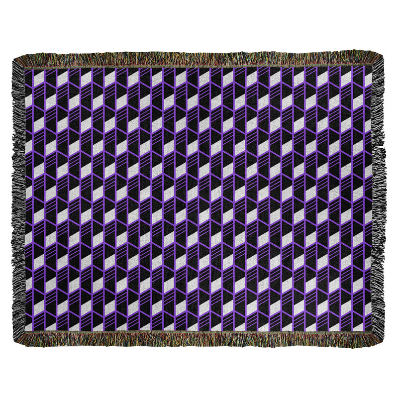 Couverture en coton tissé à rayures géométriques Katelyn Elizabeth, L 37 po x L 52 po, Mauve