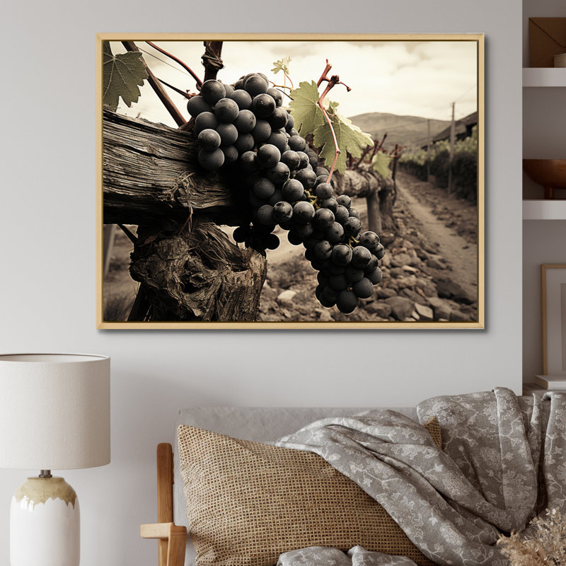 Vintage Charm Winery - vignoble, art mural, H 24 po x l 32 po x P 1 po, Cadre naturel flottant
