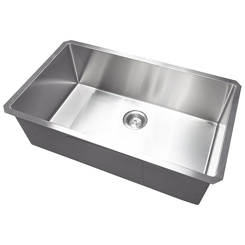 Évier de cuisine à simple cuve en acier inoxydable calibre 16 de 32 po x 19 po SleekSteel