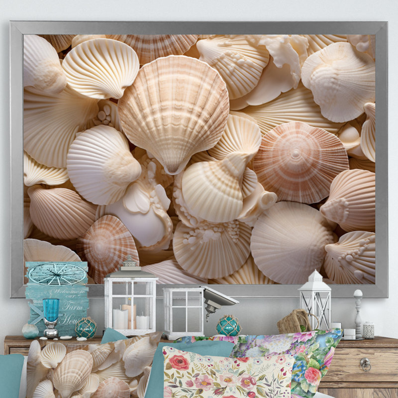 Beige palourde, coquillage, symphonie I - impression, Cadre photo argenté, H 16 po x l 32 po x P 1 po
