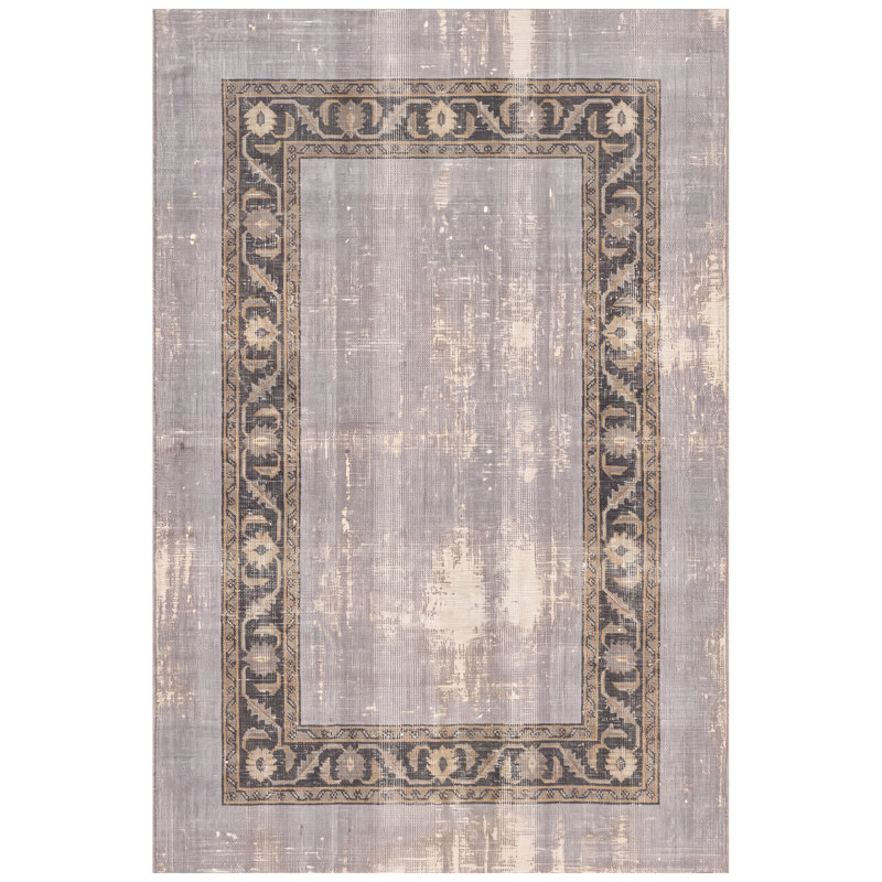 Tapis Stonecrop style vintage or crème gris beige antidérapant à poils courts, idéal pour l'intérieur et l'extérieur, adapté aux animaux de compagnie, pour salon, chambre, salle à manger, entrée, couloir, bureau. Lavable.