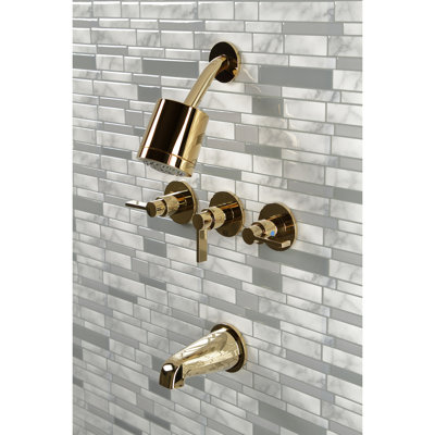 Kingston Brass NuvoFusion Triple-Handle Tub and Shower Faucet