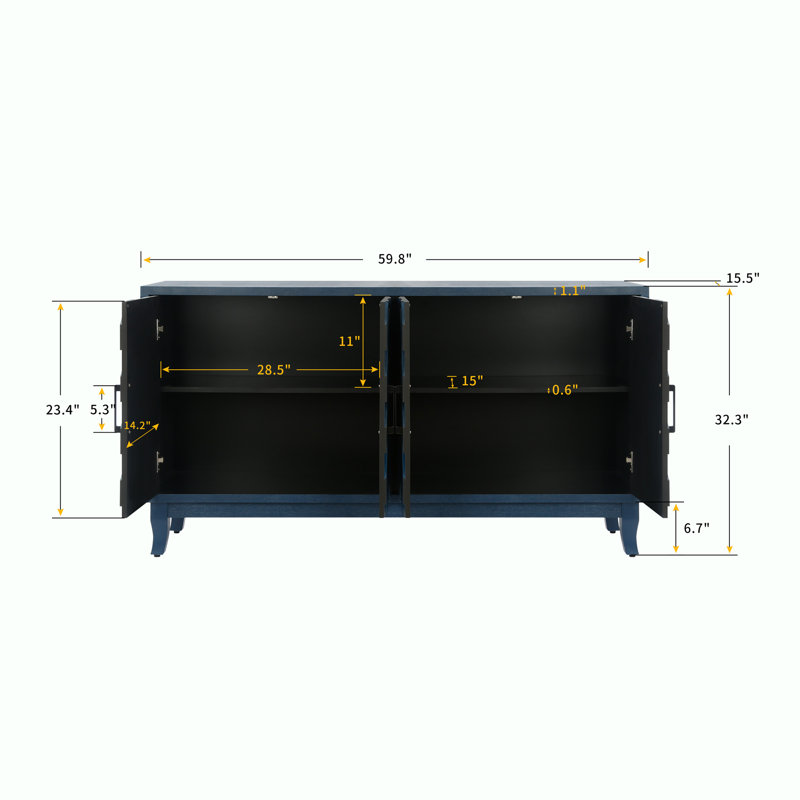 Console de rangement 59 po, Bleu marine antique
