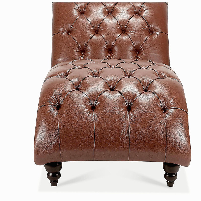 Chaise longue sans accoudoirs touffetée, Brun