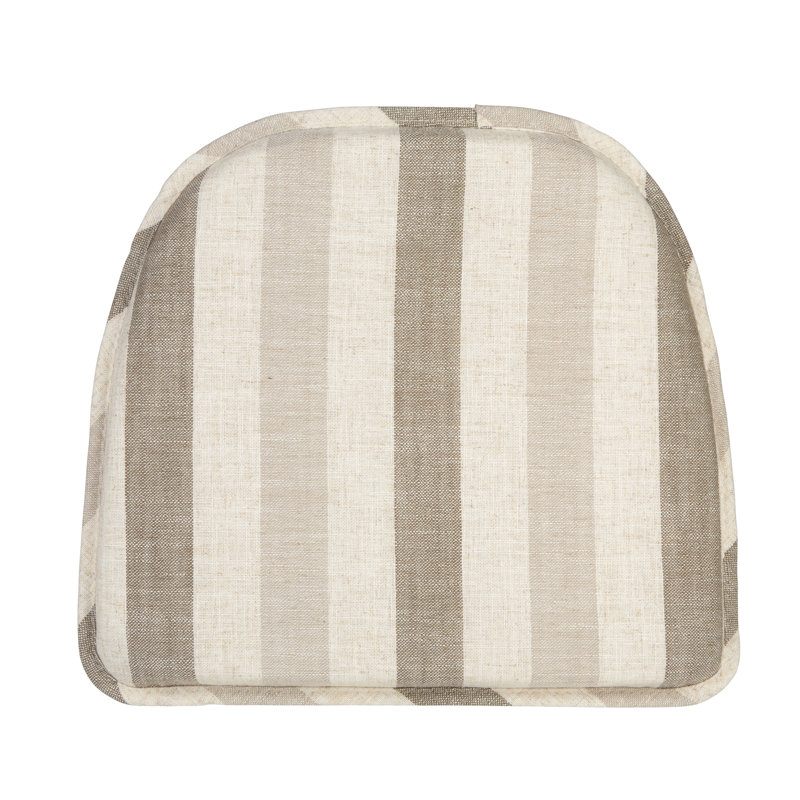 Coussin de chaise de salle à manger antidérapant à rayures, 15 po x 16 po x 2 po, ensemble de 8, Taupe  Checkered