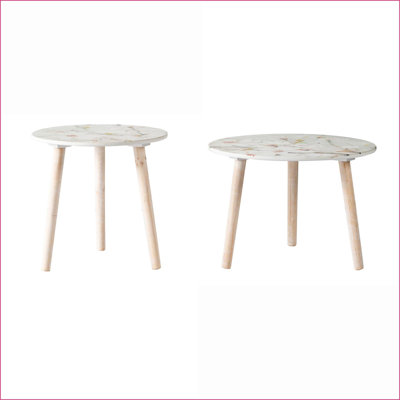 Nature-Inspired MDF Coffee Table Set – Floral Tops for Living Room, Foyer &amp; Bedroom