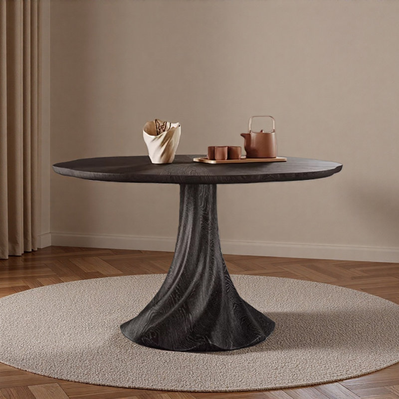 Table ronde noire exquise de style français, H 29,52 po x L 47,24 po x l 47,24 po
