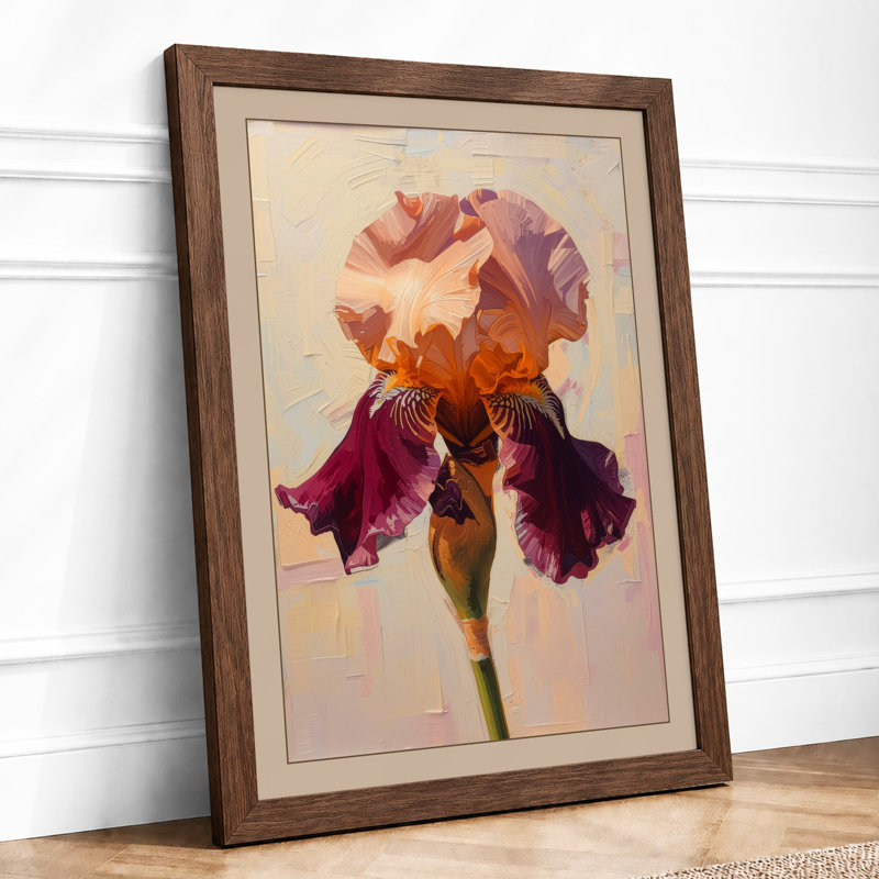 Iris in Soft Light Botanical - Framed Print, A1 - 84.1 x 59.4 cm, Walnut