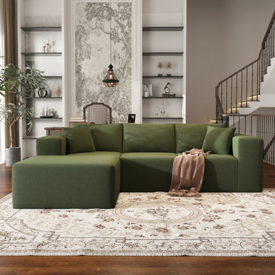 108" Cloud Sectional Couch with L-Shape Chaise,4 Seat Modern Modular Sofa with Deep Seat, Upholstered Couches for Living Room Bedroom, with Oversized by Latitude Run