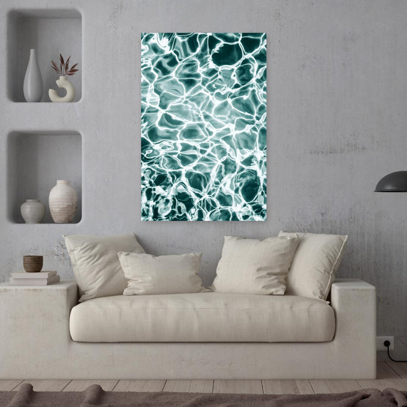 Art mural abstrait turquoise, H 36 po x l 24 po