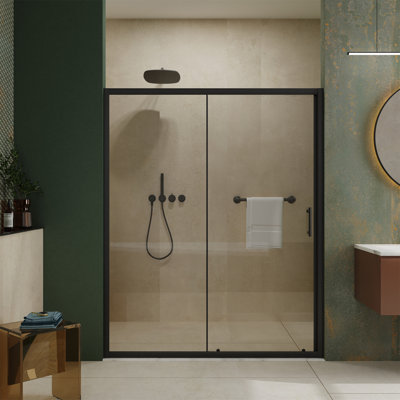 60.In W X 72.In H Single Sliding Shower Door, 1/5 Inch Thick Clear Tempered Glass Shower Door With Stainless Steel Handle