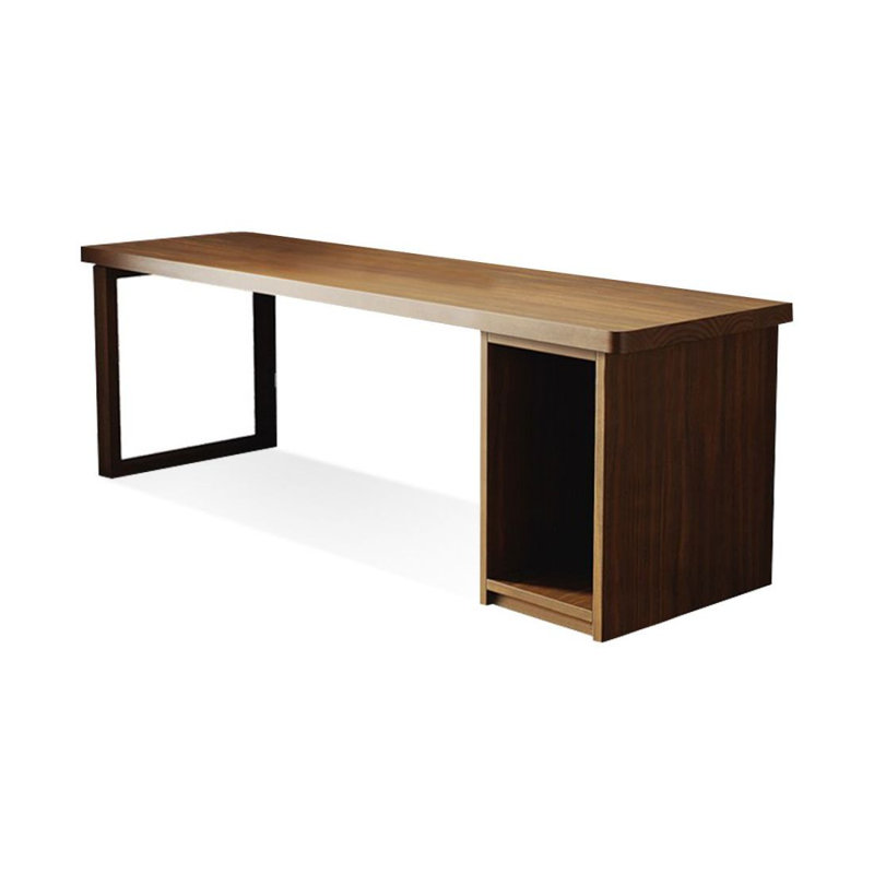 Bureau d'écriture rectangulaire en bois massif foncé noyer foncé, H 29,53 po x l 86,61 po x l 27,56 po