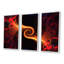 «Orange and Red Fractal Spirals», ensemble de 3 impressions sur toile à cadre flottant-1597455446-1597455447