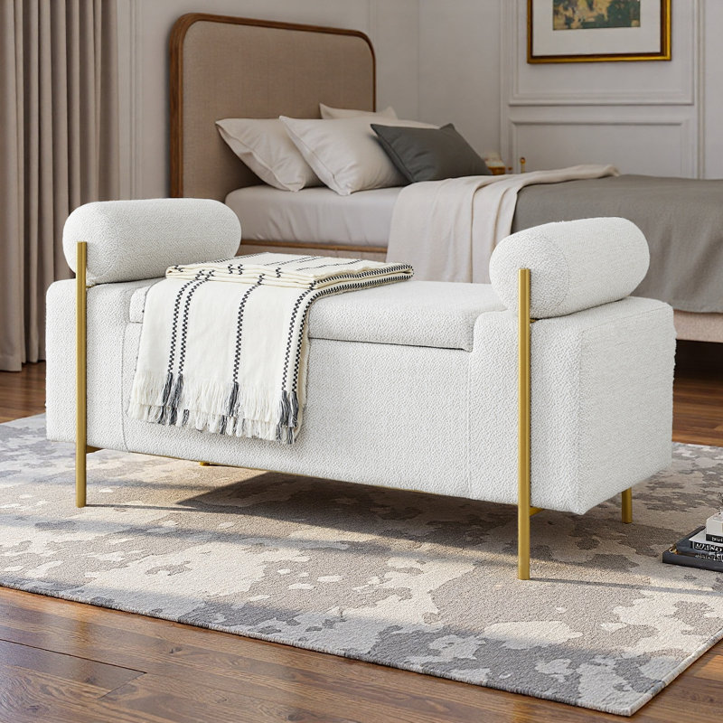 Reyanne Upholstered Storage Bench, White