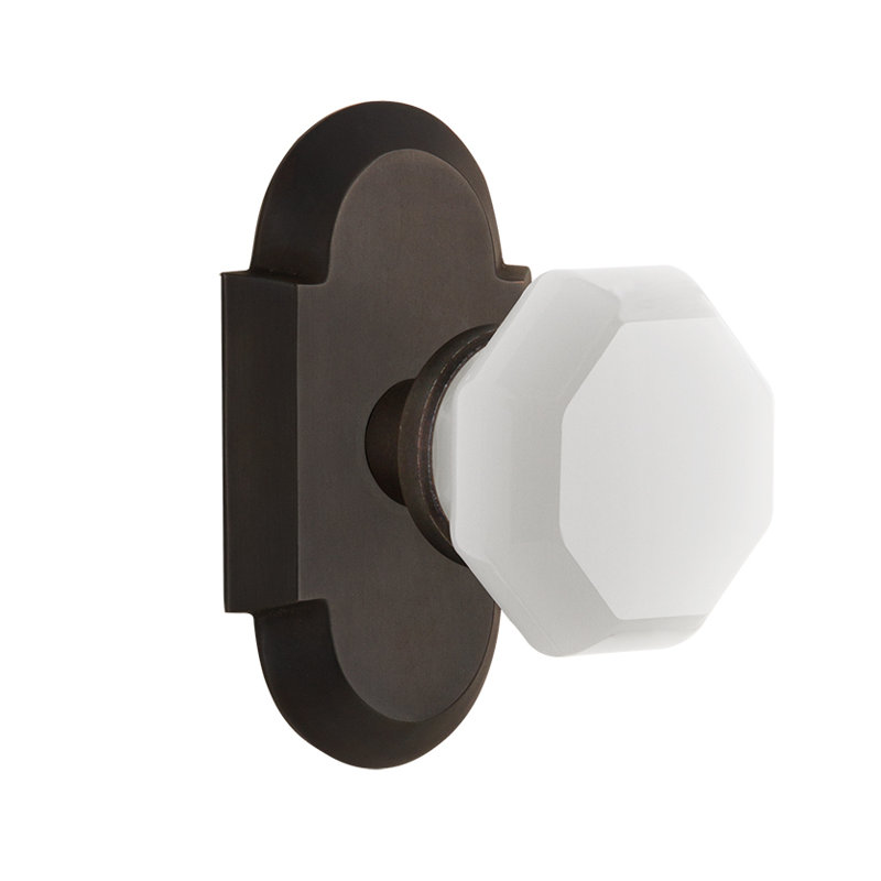 Cottage Plate with Waldorf White Milk Knob, 2-3/4”, Oil-Rubbed Bronze, White Milk