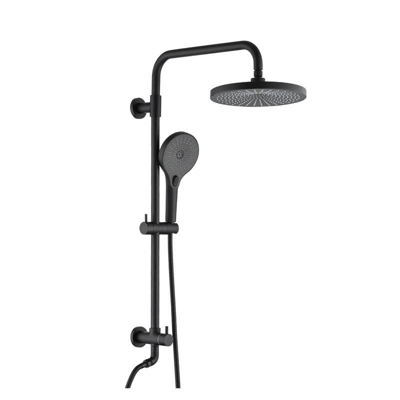 8'' Rainfall Shower Head with Handheld Shower System - 3-Setting Matte Black Dual Shower Combo with Adjustable Slide Bar