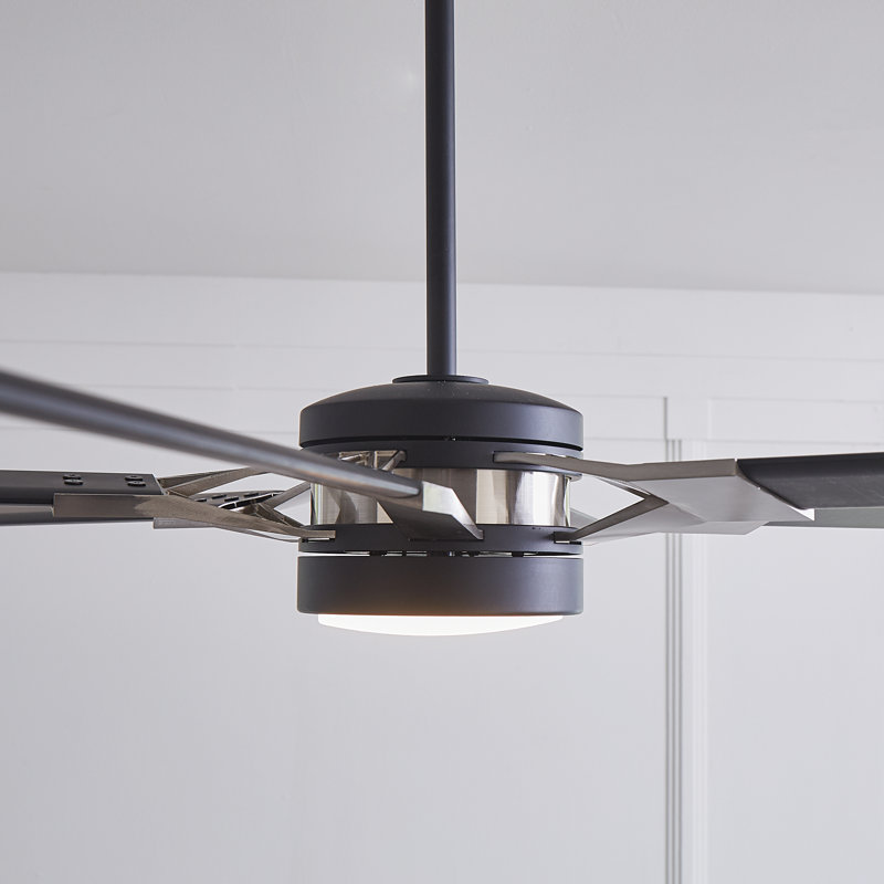 Loft LED - Matte White W Brushed Steel, Midnight Black/Brushed Steel with Black Blades, 96 inches
