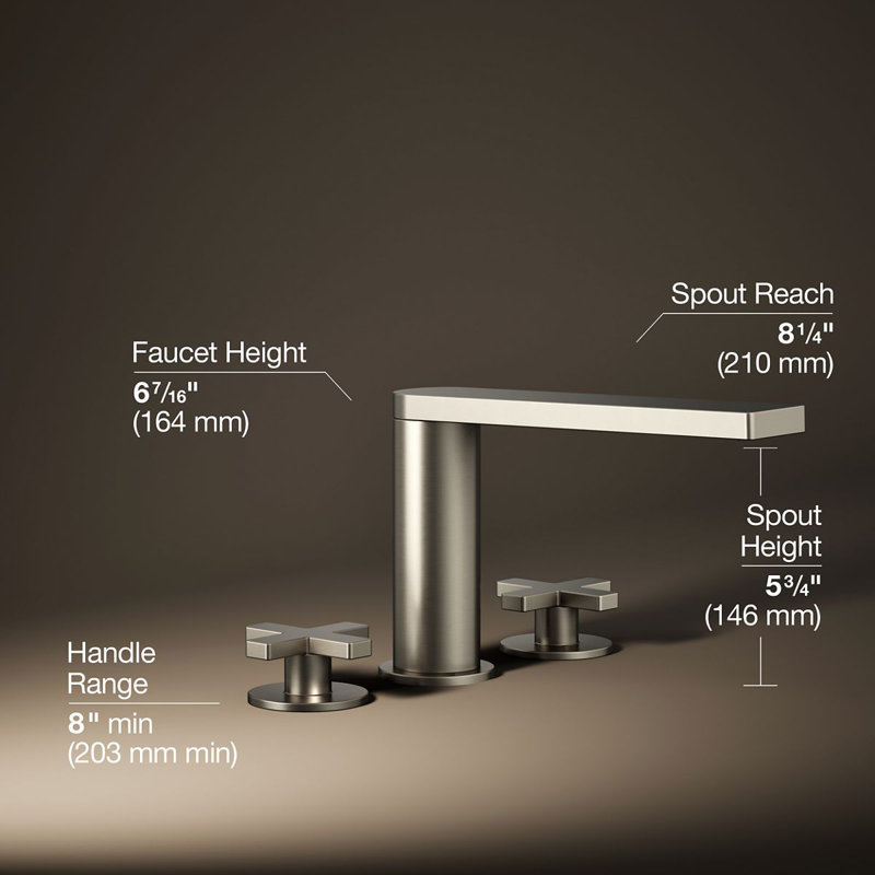 Composed Deck-Mount Bath Faucet With Cross Handles, Vibrant Brushed Nickel