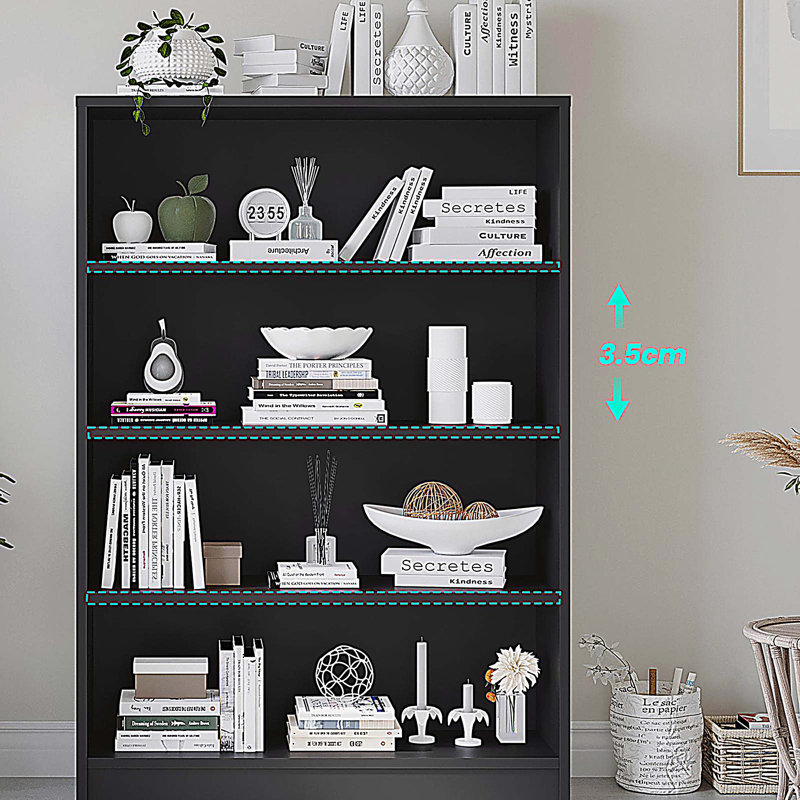 Bibliothèque 4 niveaux, Black, (4 tablettes) H 48 po x l 33 po x P 11,6 po