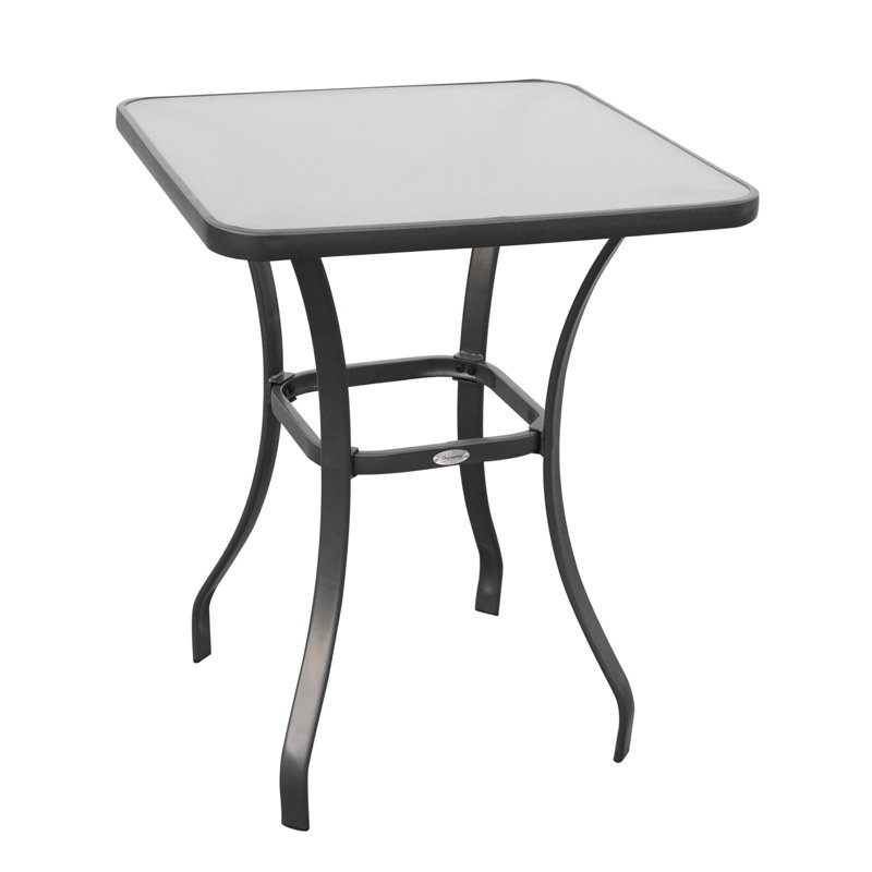 27" Square Bistro Table Garden Dining Table Outdoor Tempered Glass Table