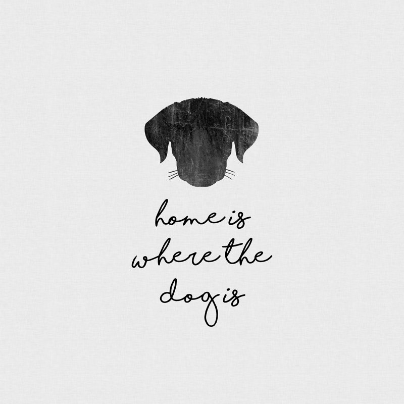 Home is Where the Dog is - Art textuel, H 12 po x l 12 po, Non, Toile tendue