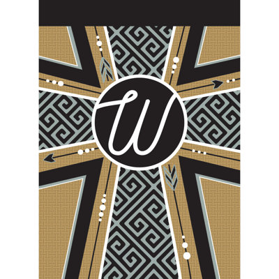 Flag Monogram-E Cross Burlap 13X18