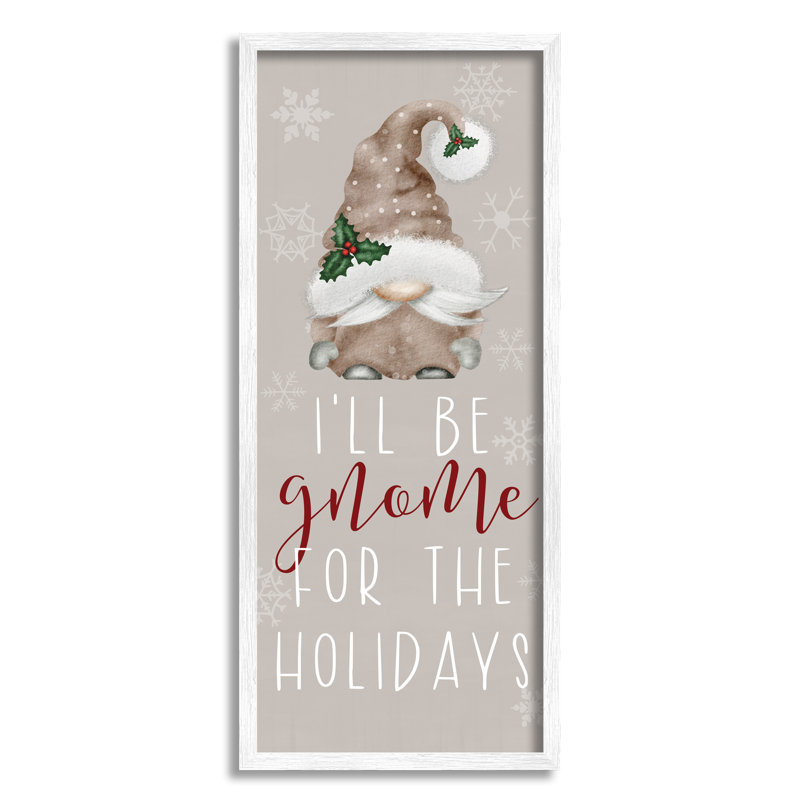 Gnome pour les Fêtes, texte neutre aux tons neutres, estampe numérique encadrée par Lux + Me Designs