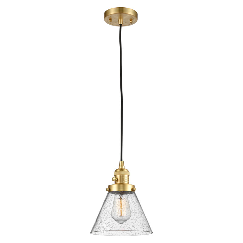 Luminaire suspendu en forme de globe à 1 lumière Angjelina, DEL, H 129,13 po x l 7,75 po x P 7,75 po, Or satiné