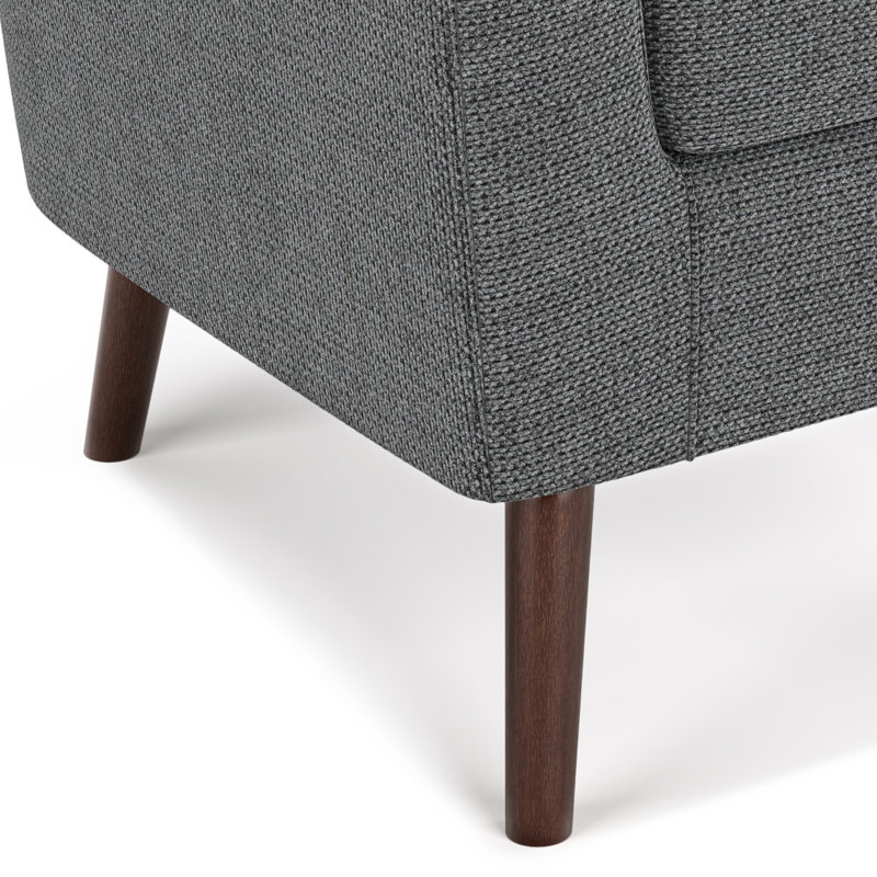 Thorne 30"W Upholstered Contemporary Accent Chair with Curved Back and Removable Foam Cushion, Shadow Gray